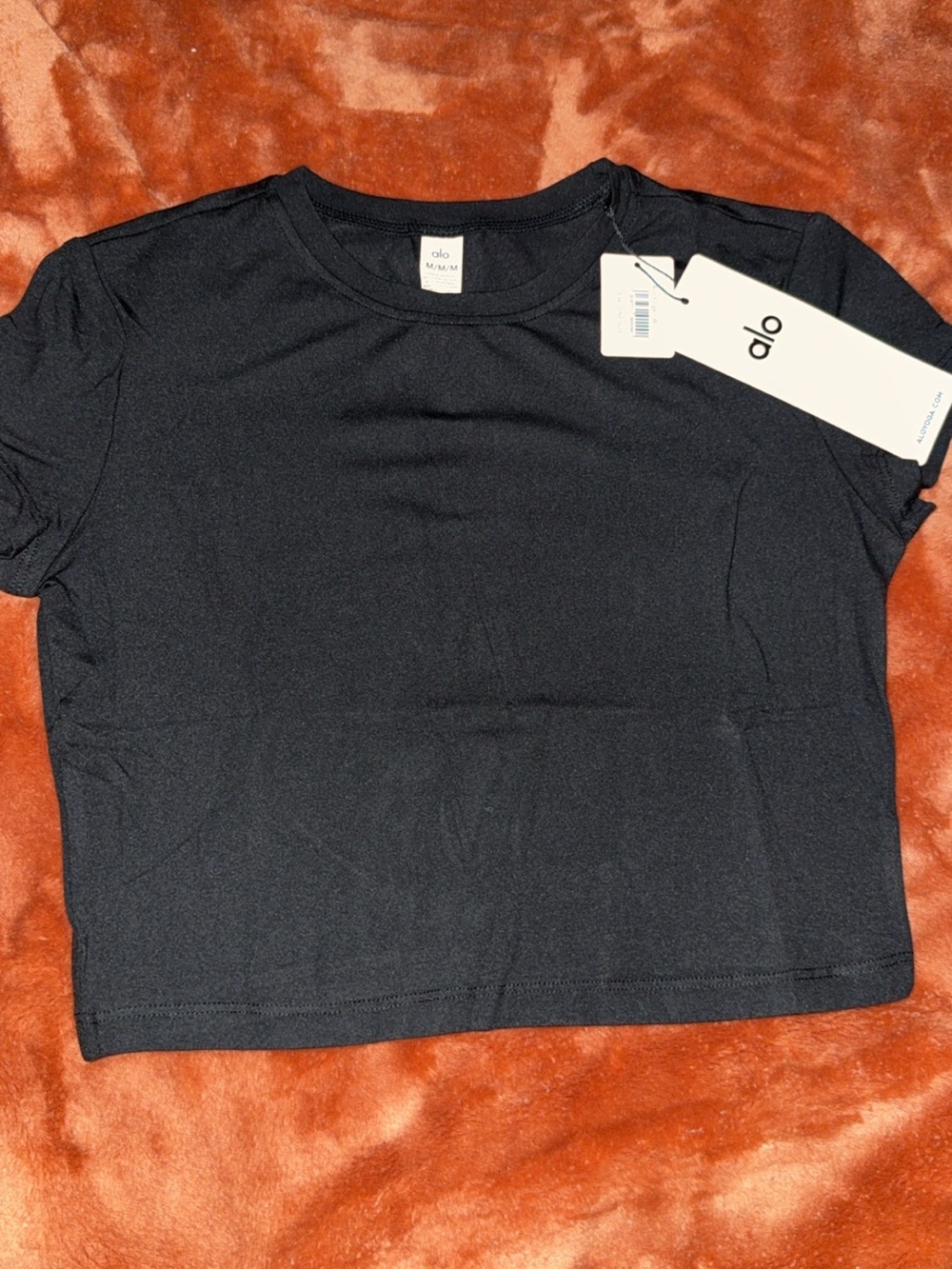 ALO Yoga Black Short Sleeve Crop Tee